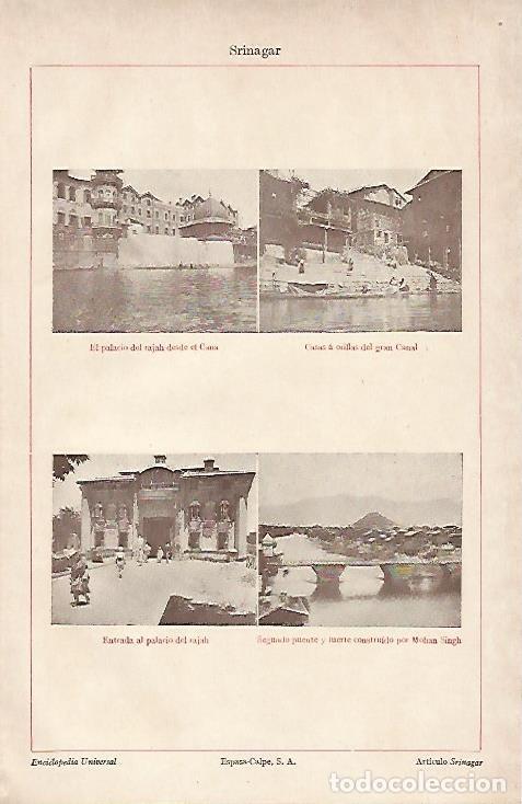 Otros art&iacute;culos de coleccionismo en papel: LAMINA ESPASA 7335: Vistas de Srinagar India - Varios