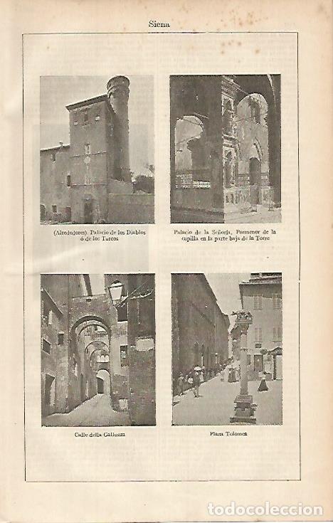 Otros art&iacute;culos de coleccionismo en papel: LAMINA ESPASA 705: Imagenes de Siena Italia - Varios autores