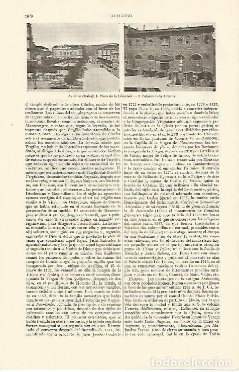 Otros art&iacute;culos de coleccionismo en papel: LAMINA ESPASA 10912: Vistas de Avellino Italia - Varios