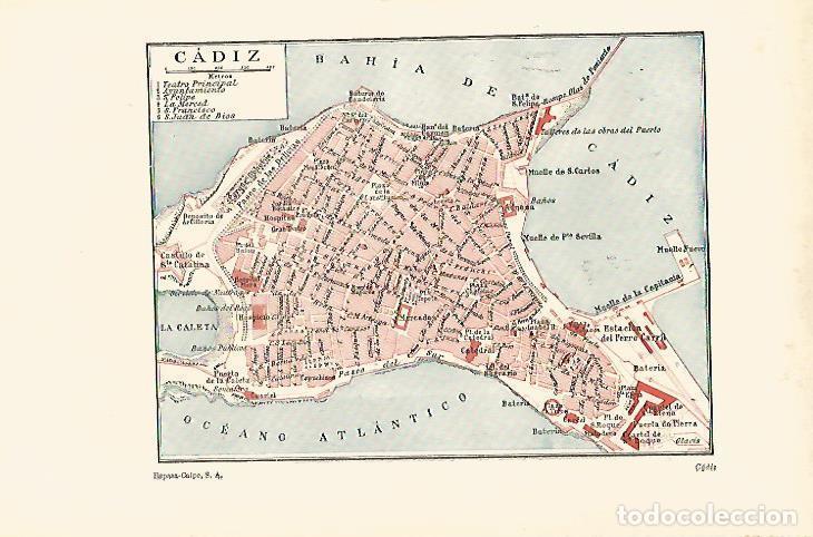 Otros art&iacute;culos de coleccionismo en papel: LAMINA ESPASA 14646: Plano de Cadiz - Varios
