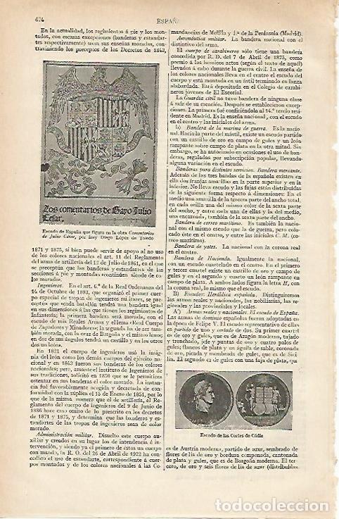 Otros art&iacute;culos de coleccionismo en papel: LAMINA ESPASA 19874: Escudo de Espa&ntilde;a y de las Cortes de Cadiz - Varios