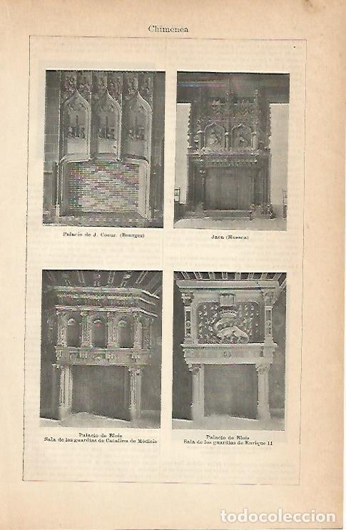 Otros art&iacute;culos de coleccionismo en papel: LAMINA ESPASA 1960: Chimeneas en palacios - Varios Autores