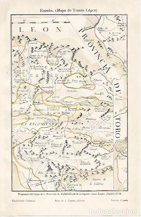 Otros art&iacute;culos de coleccionismo en papel: LAMINA ESPASA 10333: Fragmento del Mapa de Valladolid por Tomas Lopez en 1779 - Varios