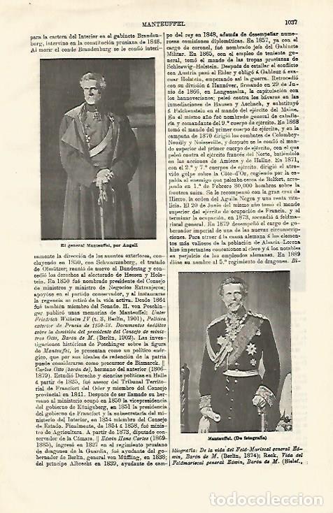 Otros art&iacute;culos de coleccionismo en papel: LAMINA ESPASA 18665: El General Manteuffel - Varios