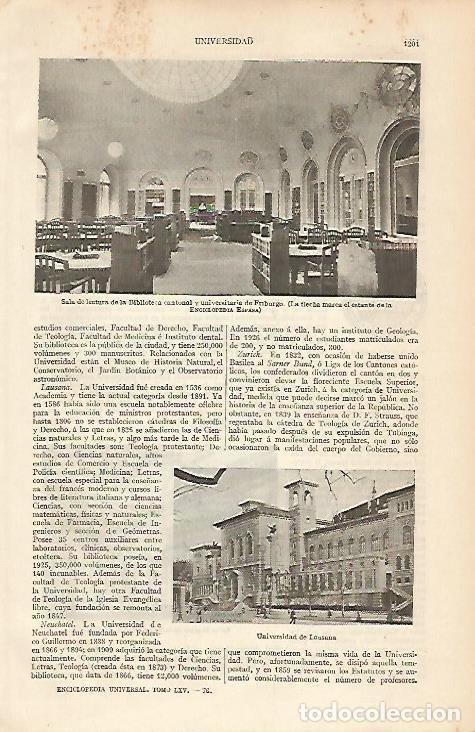 Otros art&iacute;culos de coleccionismo en papel: LAMINA ESPASA 12160: Biblioteca de Friburgo - Varios