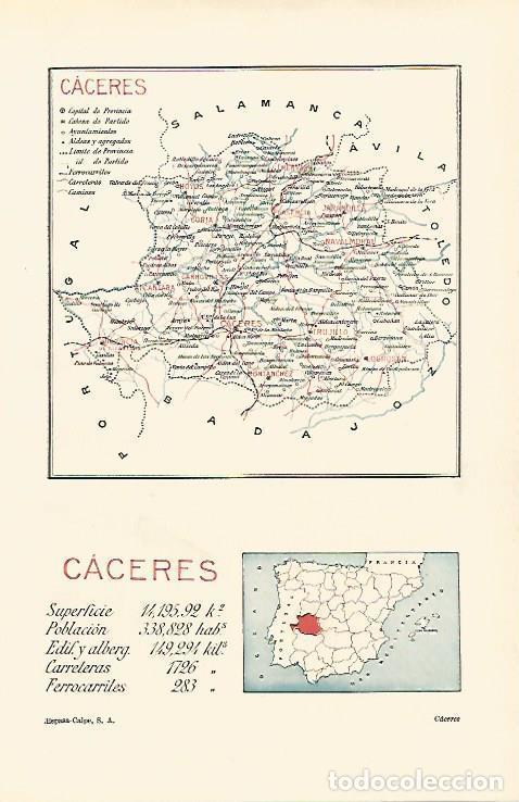 Otros art&iacute;culos de coleccionismo en papel: LAMINA ESPASA 14884: Mapa de la provincia de Caceres - Varios