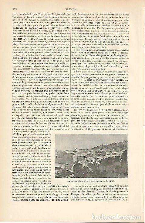 Otros art&iacute;culos de coleccionismo en papel: LAMINA ESPASA 3613: Prisiion La Petite Requelle en Paris. 1850 - Varios Autores