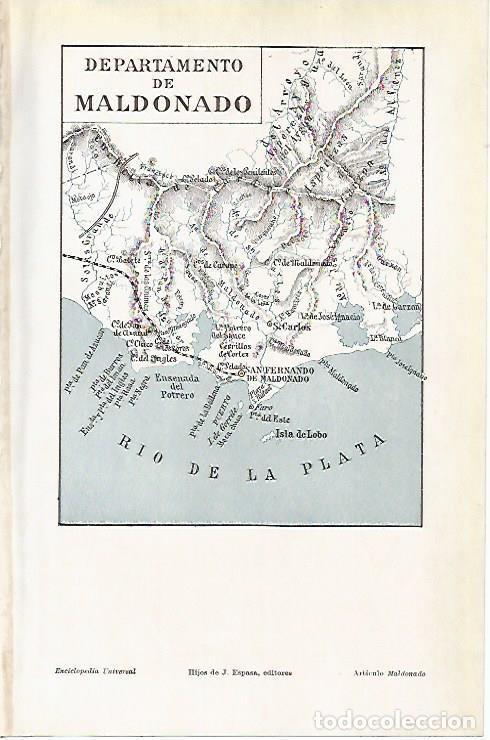 Otros art&iacute;culos de coleccionismo en papel: LAMINA ESPASA 3927: Mapa del Departamento de Maldonado Uruguay - Varios Autores