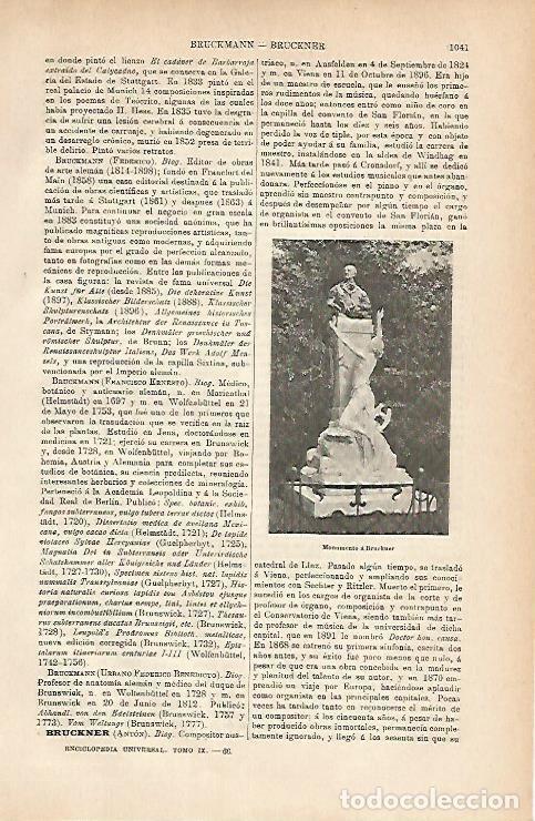 Otros art&iacute;culos de coleccionismo en papel: LAMINA ESPASA 11792: Monumento a Brucker - Varios