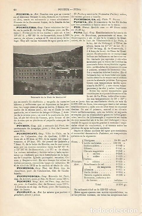 Otros art&iacute;culos de coleccionismo en papel: LAMINA ESPASA 3675: Balneario de la Puda de Montserrat Barcelona - Varios Autores