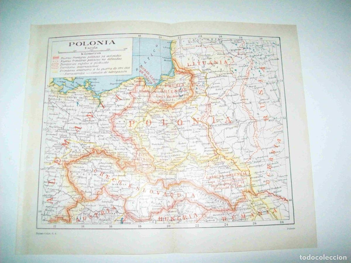 Otros art&iacute;culos de coleccionismo en papel: LAMINA ESPASA 15176: Mapa de Polonia - Varios