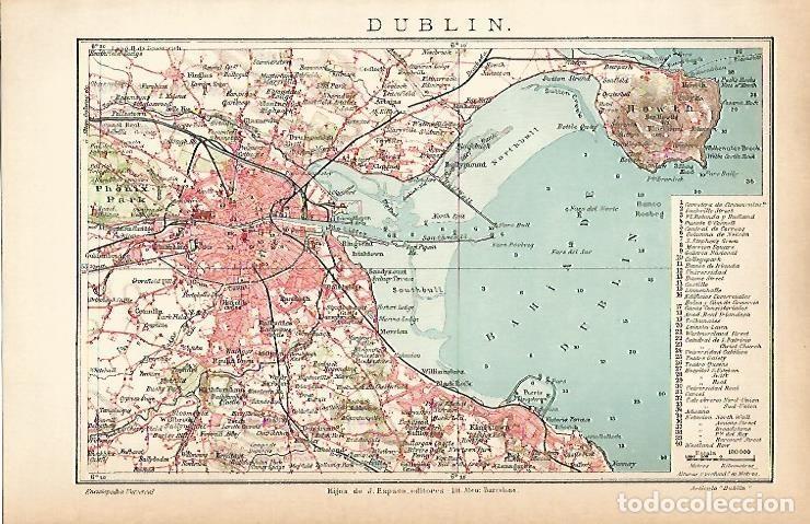 Otros art&iacute;culos de coleccionismo en papel: LAMINA ESPASA 3156: Plano de Dublin Irlanda - Varios Autores