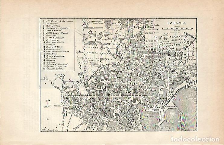 Otros art&iacute;culos de coleccionismo en papel: LAMINA ESPASA 3011: Plano de Catania Italia - Varios Autores