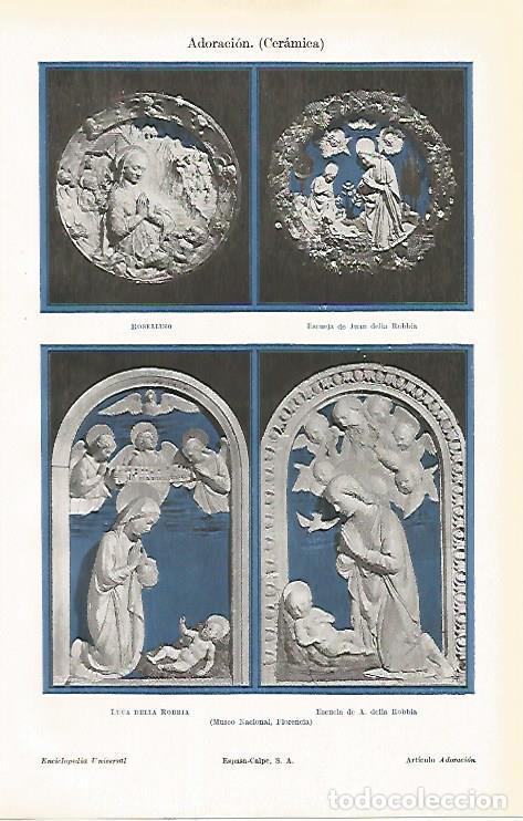 Otros art&iacute;culos de coleccionismo en papel: LAMINA ESPASA 31413: Adoracion ceramicas del Museo de Florencia - Varios