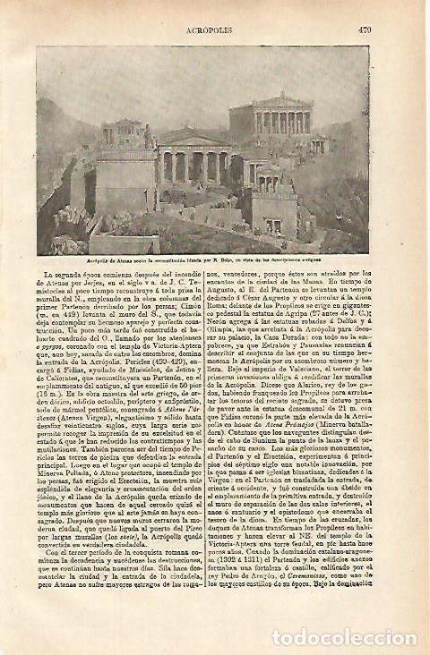 Otros art&iacute;culos de coleccionismo en papel: LAMINA ESPASA 31363: Acropolis de Atenas Grecia - Varios