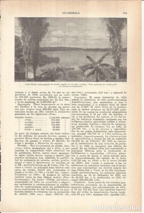 Otros art&iacute;culos de coleccionismo en papel: LAMINA ESPASA 38164: Lago Izabal, Guatemala - Varios