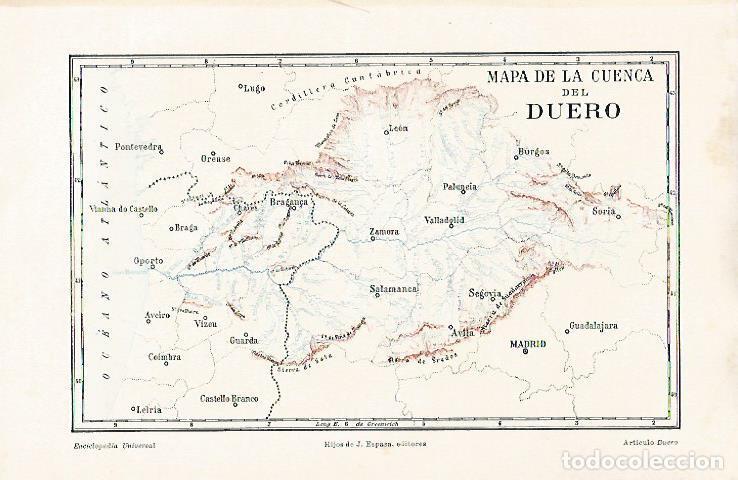Otros art&iacute;culos de coleccionismo en papel: LAMINA ESPASA 31562: Mapa de la cuenca del Duero - Varios