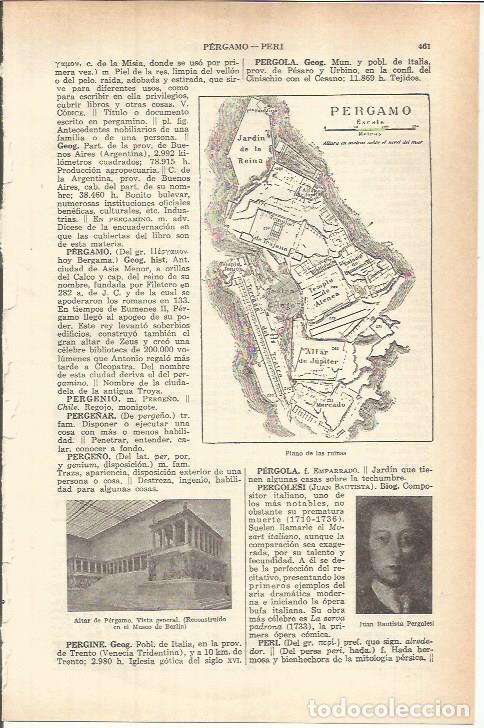 Otros art&iacute;culos de coleccionismo en papel: LAMINA ESPASA 37786: Plano de las ruinas de Pergamo - Varios