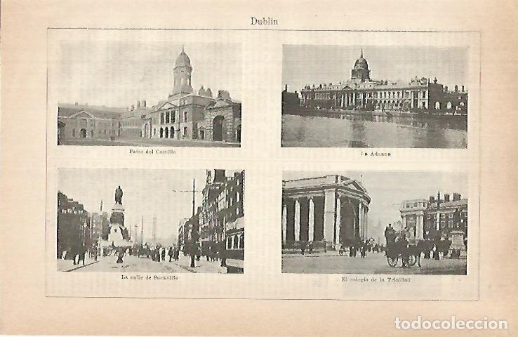 Otros art&iacute;culos de coleccionismo en papel: LAMINA ESPASA 31556: Aduana Colegio de la Trinidad y patio del Castillo de Dublin - Varios