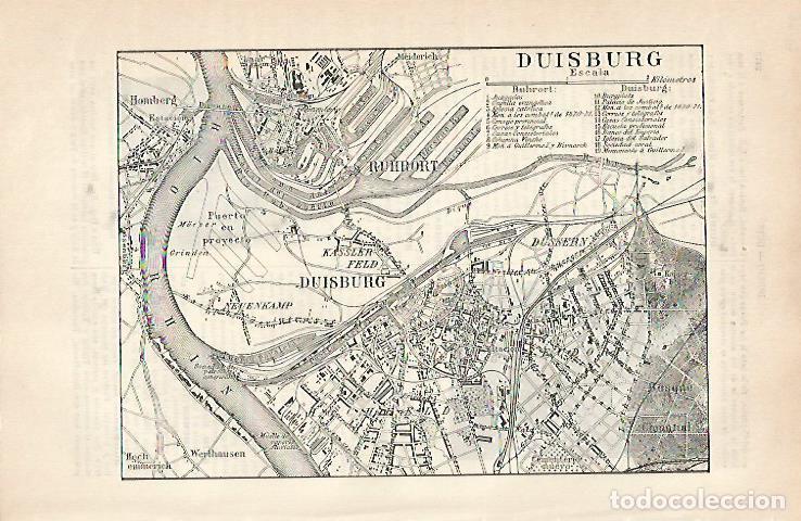 Otros art&iacute;culos de coleccionismo en papel: LAMINA ESPASA 31566: Plano de Duisburg Alemania - Varios