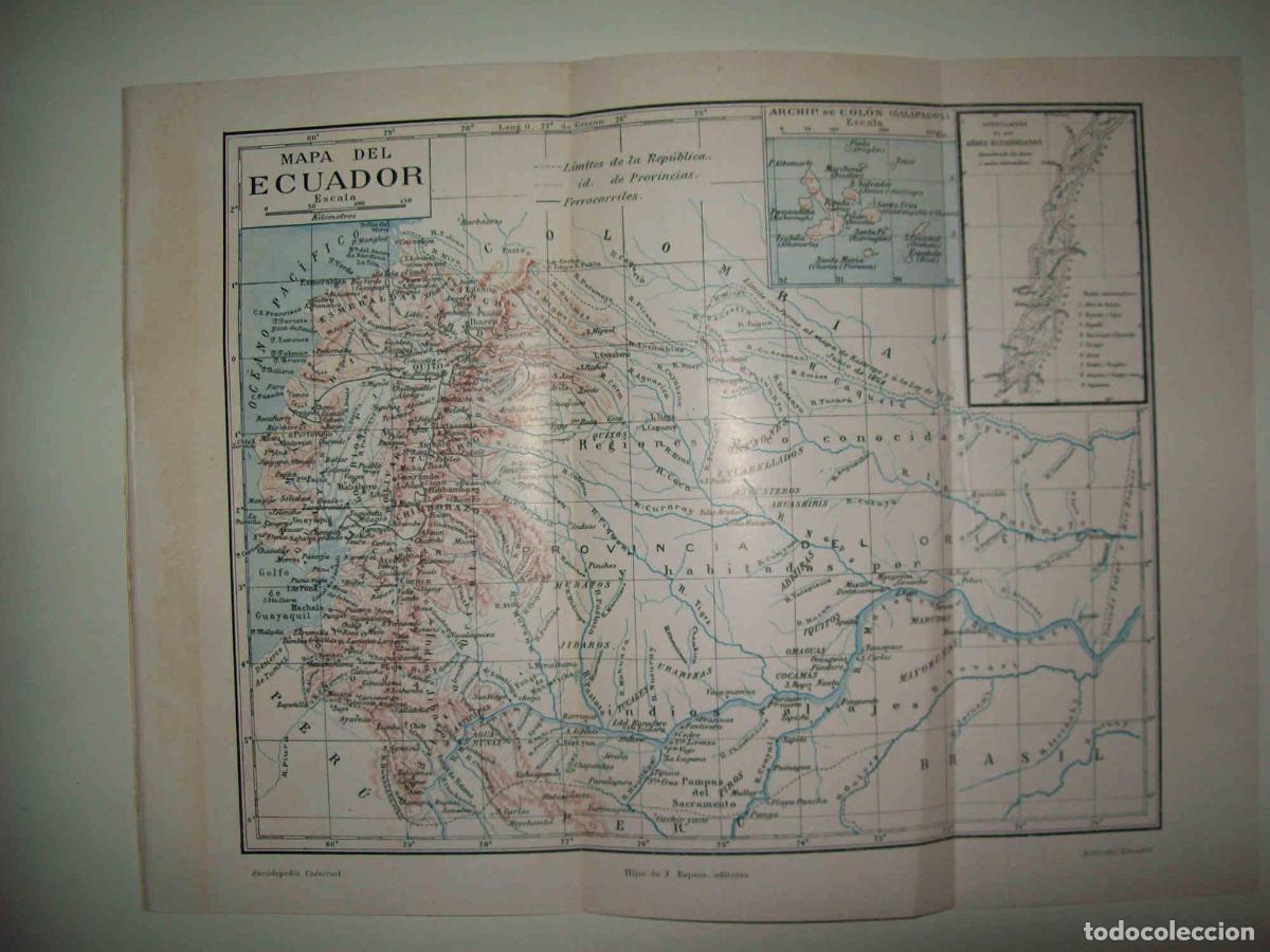 Otros art&iacute;culos de coleccionismo en papel: LAMINA ESPASA 31663: Mapa de Ecuador - Varios