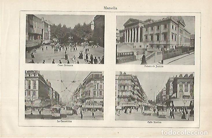 Otros art&iacute;culos de coleccionismo en papel: LAMINA ESPASA 31709: Palacio de Justicia La Cannebiere y calles de Marsella - Varios
