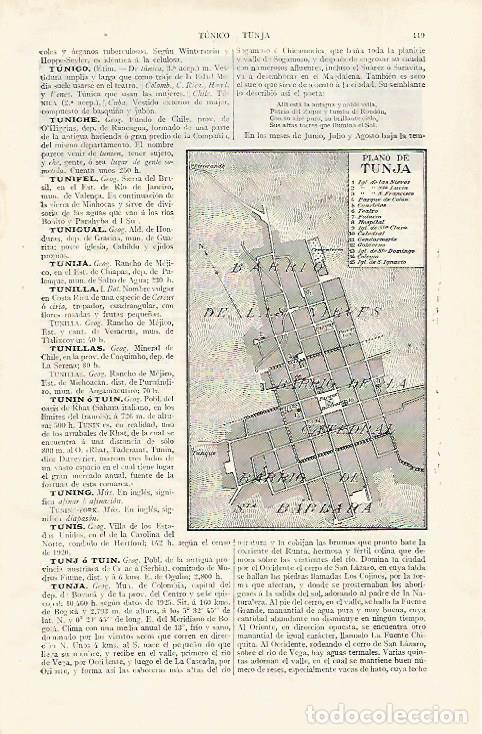 Otros art&iacute;culos de coleccionismo en papel: LAMINA ESPASA 31743: Plano de Tunja Colombia - Varios