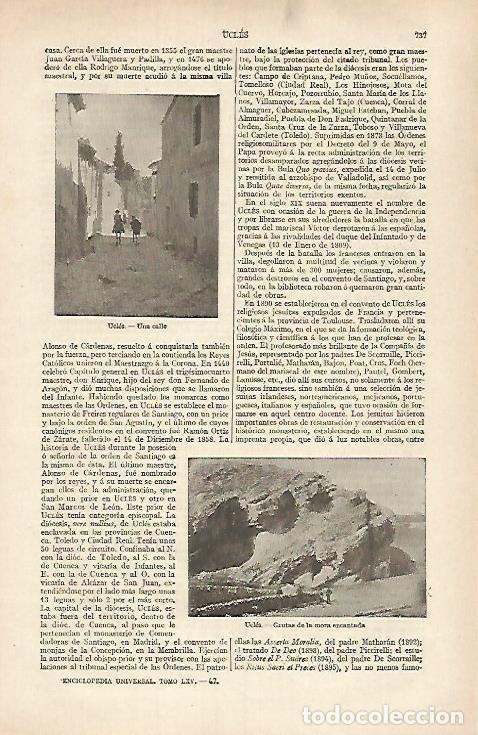Otros art&iacute;culos de coleccionismo en papel: LAMINA ESPASA 31840: Calle y grutas de Ucles Cuenca - Varios