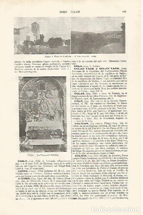 Otros art&iacute;culos de coleccionismo en papel: LAMINA ESPASA 31847: Iglesia y pueblo de Ugijar Granada - Varios