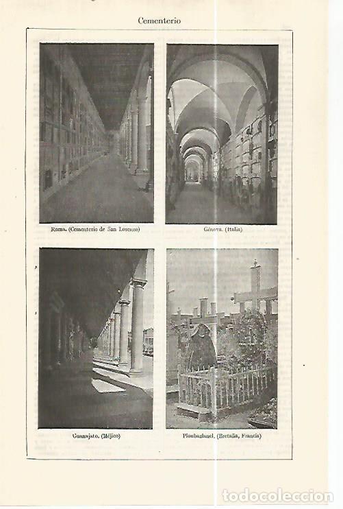 Otros art&iacute;culos de coleccionismo en papel: LAMINA ESPASA 32481: Cementerio de Roma, Genova, Guanajat y Ploubazlanel - Varios