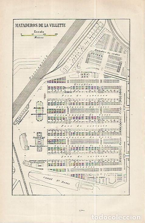 Otros art&iacute;culos de coleccionismo en papel: LAMINA ESPASA 32269: Plano de los Mataderos de La Villette - Varios