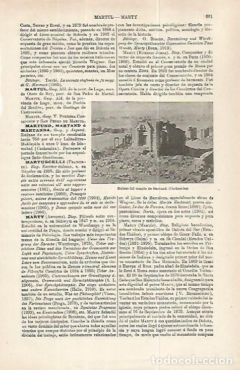 Otros art&iacute;culos de coleccionismo en papel: LAMINA ESPASA 32238: Ruinas del Templo de Martund, India - Varios