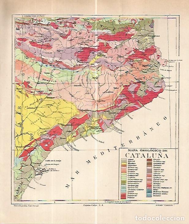 Otros art&iacute;culos de coleccionismo en papel: LAMINA ESPASA 32403: Mapa geologico de Catalu&ntilde;a - Varios