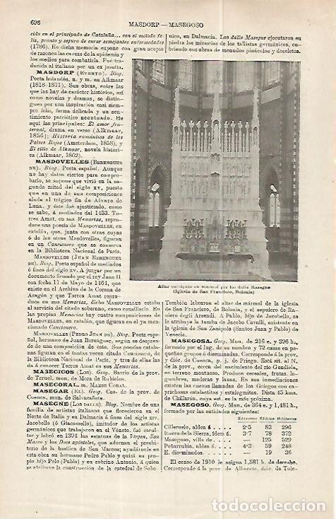 Otros art&iacute;culos de coleccionismo en papel: LAMINA ESPASA 32249: Altar de la iglesia de San Francisco en Bolonia - Varios