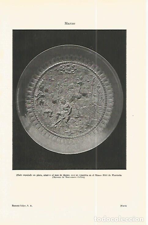 Otros art&iacute;culos de coleccionismo en papel: LAMINA ESPASA 32239: Plato representando al mes de Marzo, Galeria Pitti de Florencia - Varios