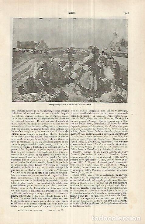 Otros art&iacute;culos de coleccionismo en papel: LAMINA ESPASA 33038: Recogiendo patatas, por L. simon - Varios