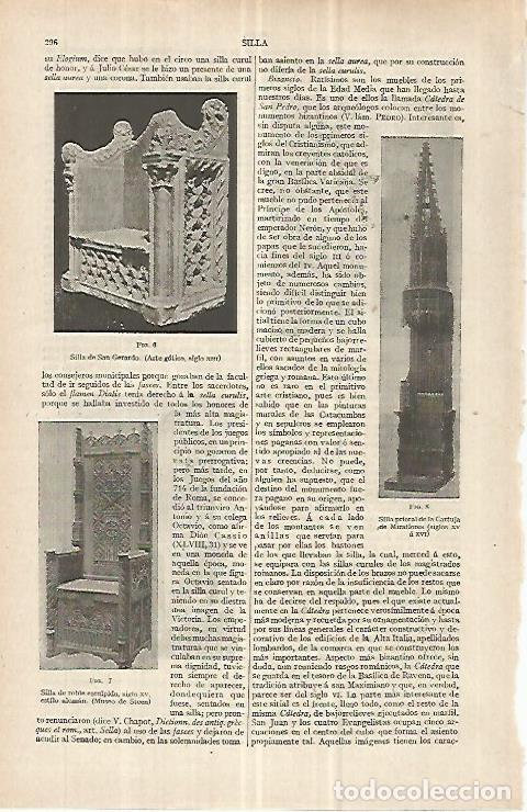 Otros art&iacute;culos de coleccionismo en papel: LAMINA ESPASA 33013: Silla de San Gerardo y silla prioral de la Cartuja de Miraflores - Varios
