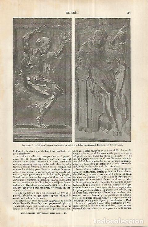 Otros art&iacute;culos de coleccionismo en papel: LAMINA ESPASA 33026: Sillas del coro de la catedral de Toledo - Varios