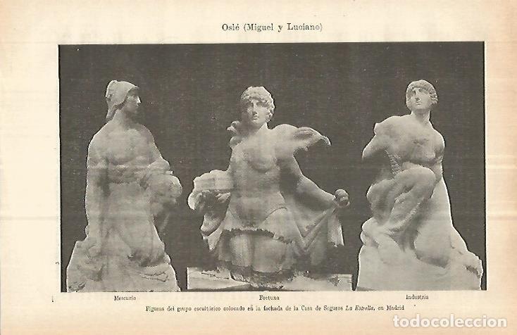 Otros art&iacute;culos de coleccionismo en papel: LAMINA ESPASA 32937: Esculturas de la fachada de La Estrella en Madrid, por Miguel y Luciano Osle -