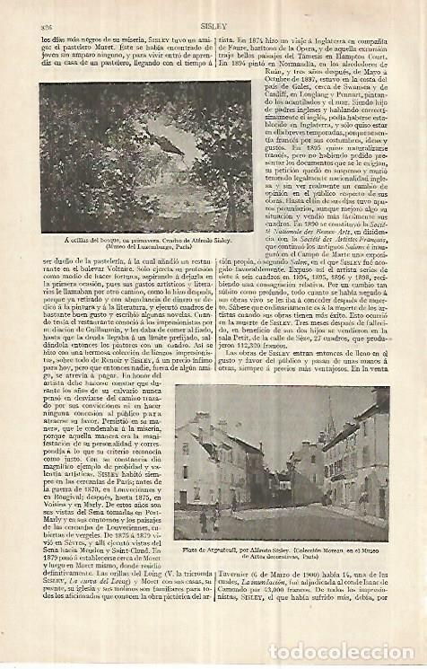 Otros art&iacute;culos de coleccionismo en papel: LAMINA ESPASA 33089: A orillas del bosque en primavera y Plaza de Argenteuil, por Sisley - Varios