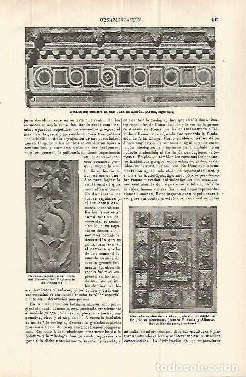 Collectionnisme Papier divers: LAMINA ESPASA 32881: Detalle del claustro de San Juan de Letran en Roma - Varios