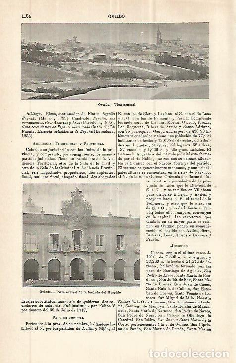 Otros art&iacute;culos de coleccionismo en papel: LAMINA ESPASA 32842: Hospicio y vista de Oviedo - Varios