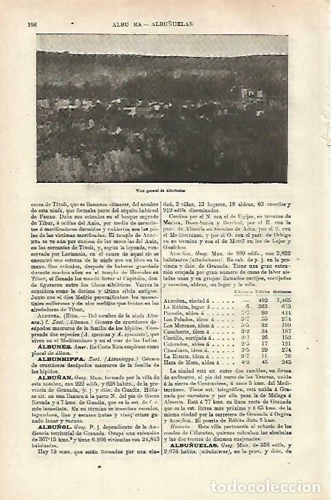 Otros art&iacute;culos de coleccionismo en papel: LAMINA ESPASA 33646: Vista general de Albu&ntilde;uelas, Granada - Varios