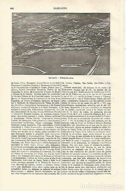 Otros art&iacute;culos de coleccionismo en papel: LAMINA ESPASA 33466: Fotografia aerea de Tarragona - Varios