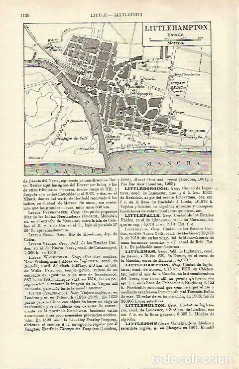 Otros art&iacute;culos de coleccionismo en papel: LAMINA ESPASA 33363: Plano de Littlehampton, Inglaterra - Varios