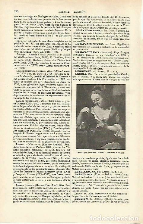 Otros art&iacute;culos de coleccionismo en papel: LAMINA ESPASA 33211: Lesbia, por Schalken - Varios