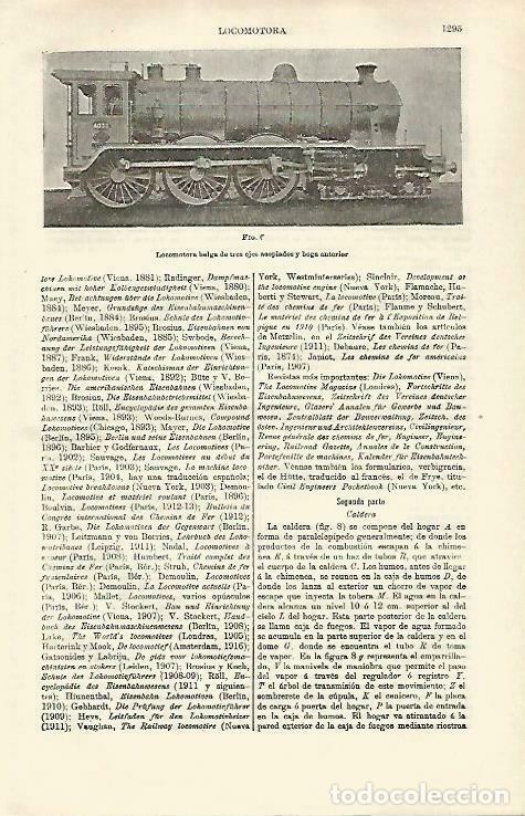 Otros art&iacute;culos de coleccionismo en papel: LAMINA ESPASA 33386: Locomotora de Belgica de tres ejes - Varios