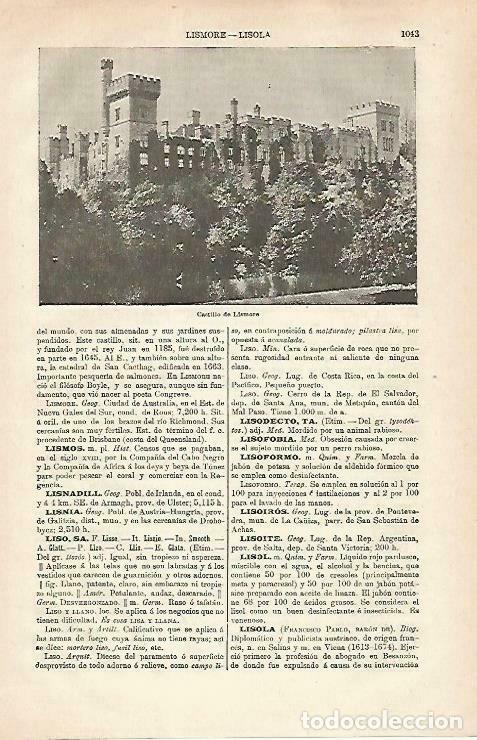 Otros art&iacute;culos de coleccionismo en papel: LAMINA ESPASA 33355: Castillo de Lismore, Irlanda - Varios