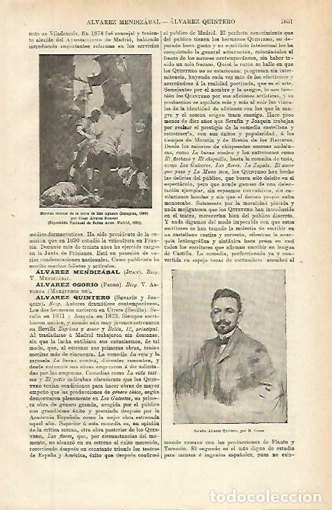 Otros art&iacute;culos de coleccionismo en papel: LAMINA ESPASA 33919: Serafin Alvarez Quintero, por Ramon Casas - Varios