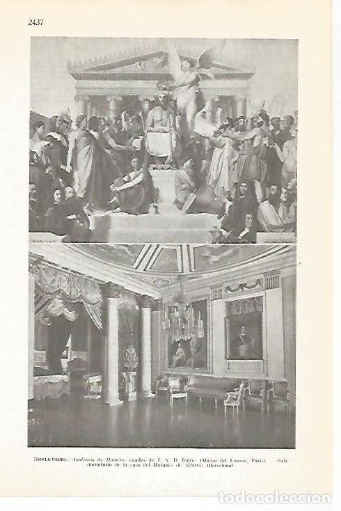 Otros art&iacute;culos de coleccionismo en papel: LAMINA VOX 16975: Apoteosis de Homero, por Ingres y Sala de la casa del Marques de Alfarras en Barce